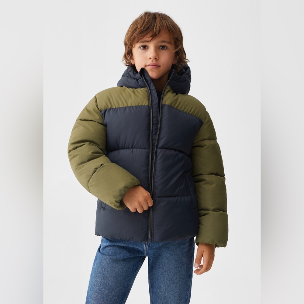 Kids' Mango Olive and Navy Puffer Jacket